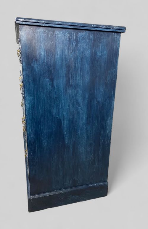 VICTORIAN PINE BLUE PAINTED CHEST OF DRAWERS - ADDITIONAL PHOTO 9
