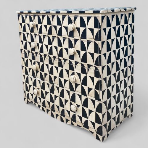 VICTORIAN PAINTED GEOMETRIC CHEST OF DRAWERS - ADDITIONAL PHOTO 2