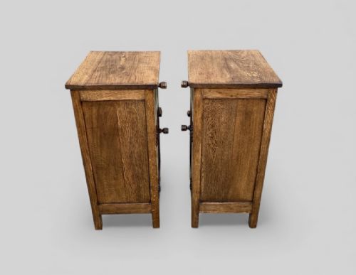 PAIR OF CARVED OAK JACOBEAN REVIVAL BEDSIDE CUPBOARDS C 1930 - ADDITIONAL PHOTO 12
