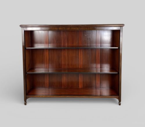 WIDE ANTIQUE MAHOGANY OPEN BOOKCASE - ADDITIONAL PHOTO 7