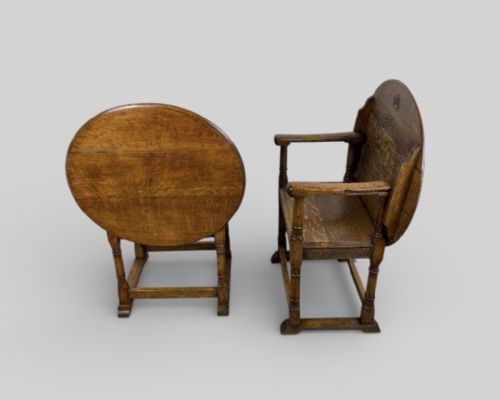 PAIR OF OAK MONKS BENCHES C1930 - ADDITIONAL PHOTO 5