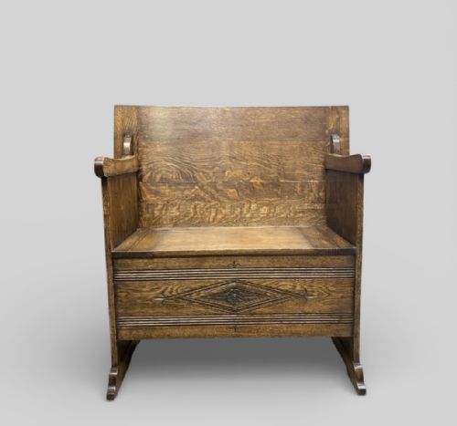ANTIQUE OAK MONKS BENCH - ADDITIONAL PHOTO 7