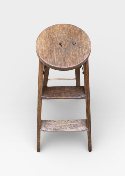 VINTAGE OAK FOLDING STEP STOOL - ADDITIONAL PHOTO 3