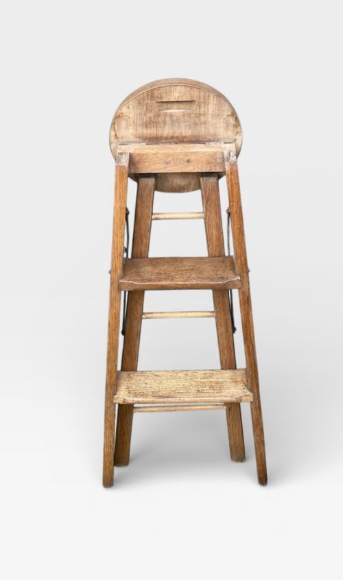 VINTAGE OAK FOLDING STEP STOOL - ADDITIONAL PHOTO 4