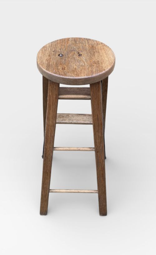 VINTAGE OAK FOLDING STEP STOOL - ADDITIONAL PHOTO 6