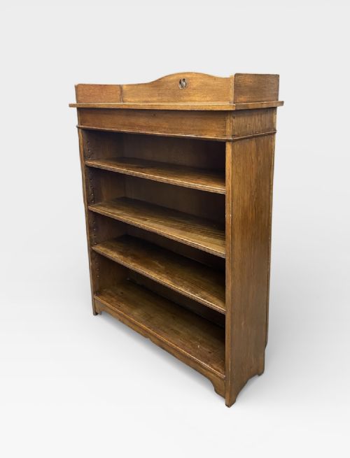 EDWARDIAN OPEN OAK BOOKCASE - ADDITIONAL PHOTO 8
