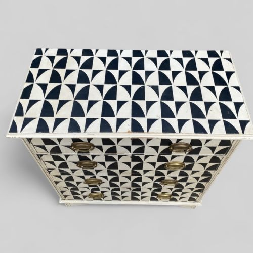 ANTIQUE PAINTED GEOMETRIC CHEST OF DRAWERS - ADDITIONAL PHOTO 2