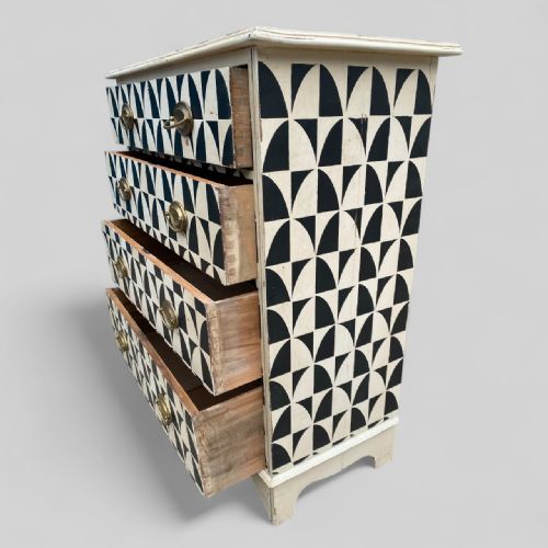 ANTIQUE PAINTED GEOMETRIC CHEST OF DRAWERS - ADDITIONAL PHOTO 12
