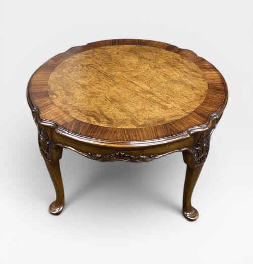 STUNNING QUEEN ANNE STYLE BURR WALNUT COFFEE TABLE C1930 - ADDITIONAL PHOTO 2