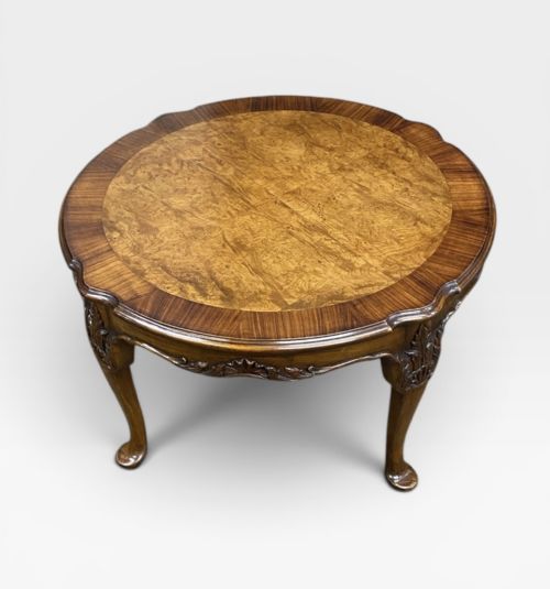STUNNING QUEEN ANNE STYLE BURR WALNUT COFFEE TABLE C1930 - ADDITIONAL PHOTO 4