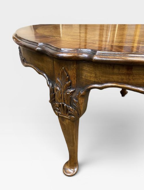 STUNNING QUEEN ANNE STYLE BURR WALNUT COFFEE TABLE C1930 - ADDITIONAL PHOTO 5