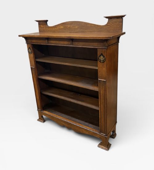 ARTS CRAFTS OPEN OAK BOOKCASE - ADDITIONAL PHOTO 2