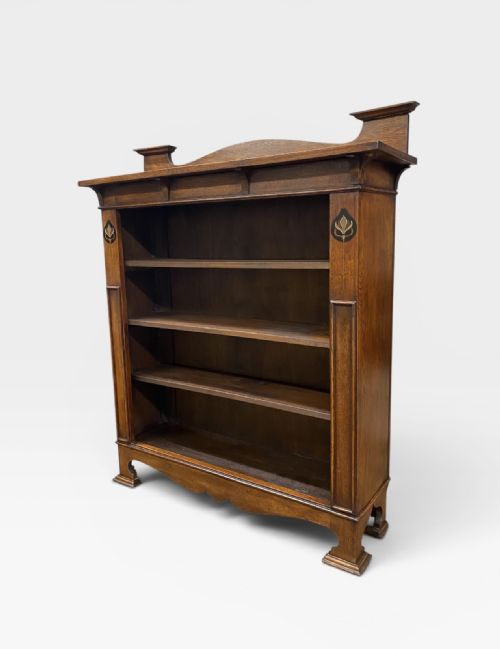 ARTS CRAFTS OPEN OAK BOOKCASE - ADDITIONAL PHOTO 10
