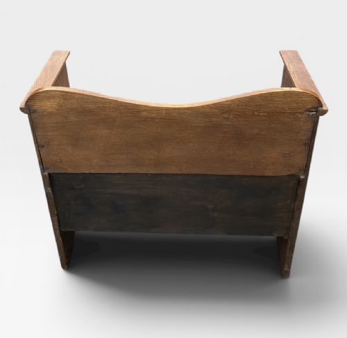 ANTIQUE ARTS CRAFTS OAK SETTLE STORAGE BENCH - ADDITIONAL PHOTO 12