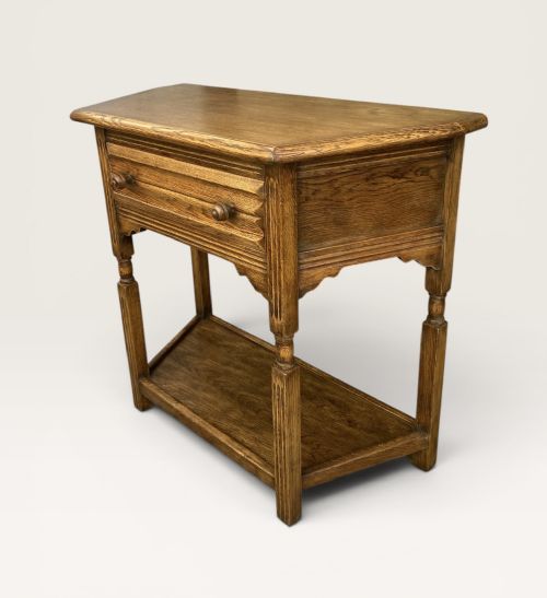 SHAPED OAK HALL TABLE