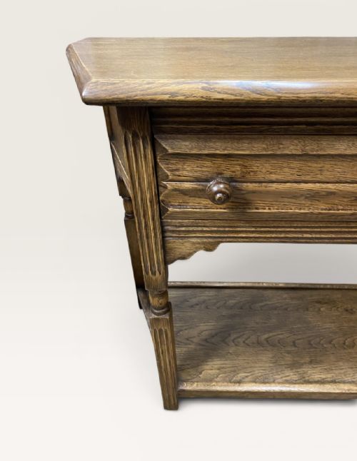 SHAPED OAK HALL TABLE - ADDITIONAL PHOTO 4