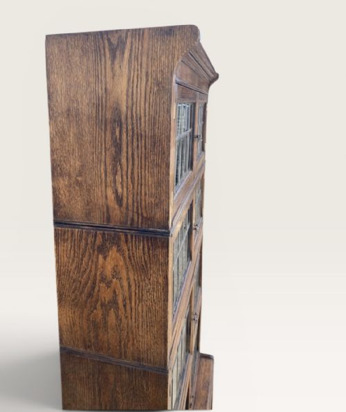 OXFORD OAK SECTIONAL LEADED GLASS BOOKCASE C 1920 - ADDITIONAL PHOTO 2