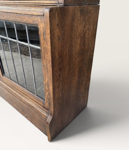 OXFORD OAK SECTIONAL LEADED GLASS BOOKCASE C 1920 - ADDITIONAL PHOTO 18