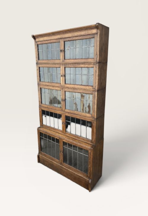 OXFORD OAK SECTIONAL LEADED GLASS BOOKCASE C 1920 - ADDITIONAL PHOTO 20