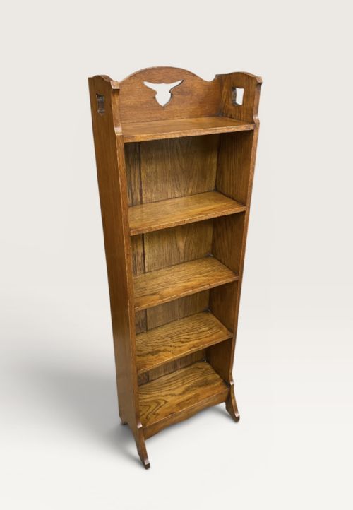 ARTS CRAFTS OAK OPEN BOOKCASE - ADDITIONAL PHOTO 1