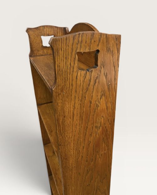 ARTS CRAFTS OAK OPEN BOOKCASE - ADDITIONAL PHOTO 2