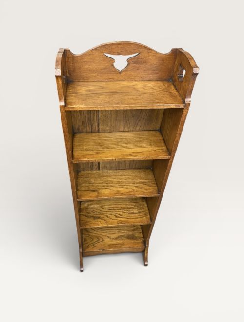 ARTS CRAFTS OAK OPEN BOOKCASE - ADDITIONAL PHOTO 3
