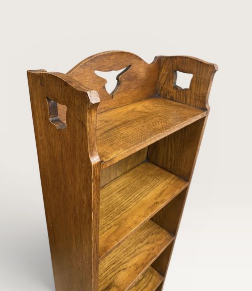 ARTS CRAFTS OAK OPEN BOOKCASE - ADDITIONAL PHOTO 4