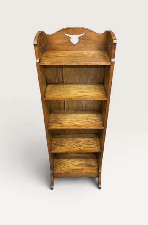 ARTS CRAFTS OAK OPEN BOOKCASE - ADDITIONAL PHOTO 9