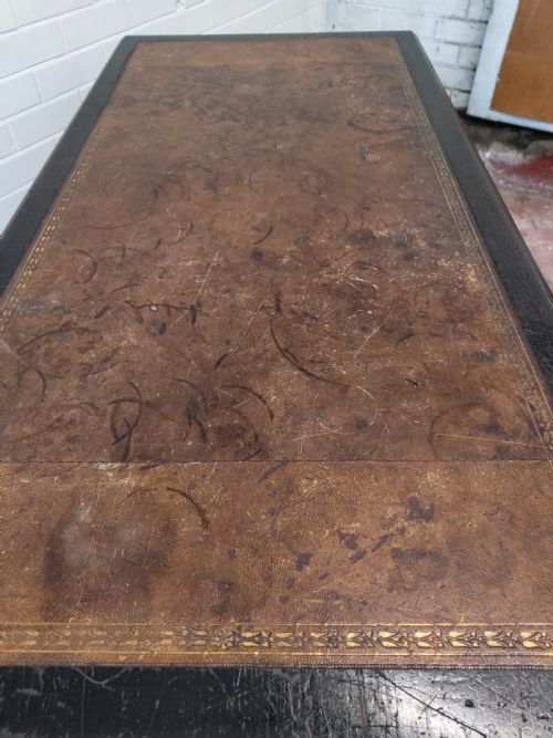 ANTIQUE VICTORIAN ENGLISH AESTHETIC MOVEMENT EBONISED LEATHER TOP LIBRARY WRITING TABLE - ADDITIONAL PHOTO 17