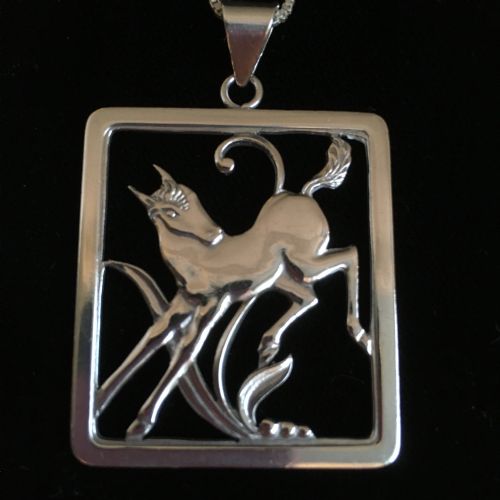 danish silver pendant with foal 1930s - CATEGORY: ANTIQUE JEWELLERY - DATED 1930