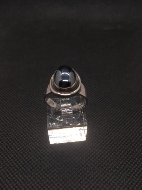GEORG JENSEN SILVER AND HEMATITE RING 1950 - ADDITIONAL PHOTO 1