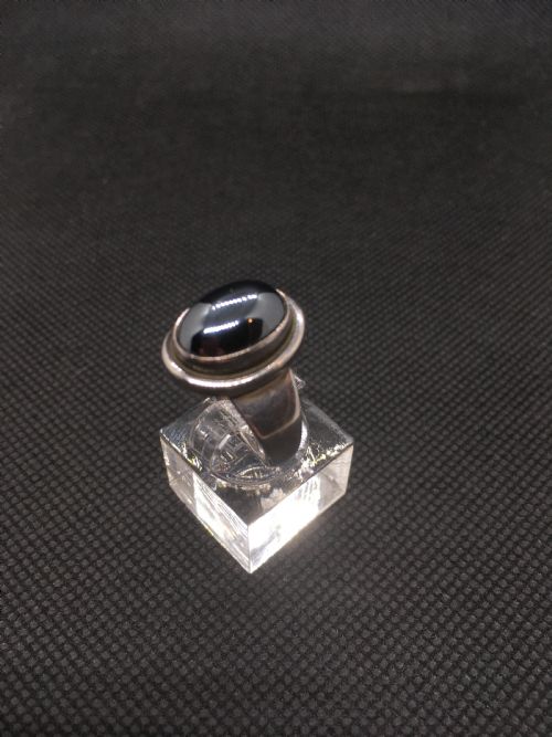GEORG JENSEN SILVER AND HEMATITE RING 1950 - ADDITIONAL PHOTO 2