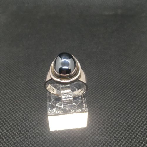 GEORG JENSEN SILVER AND HEMATITE RING 1950 - ADDITIONAL PHOTO 3