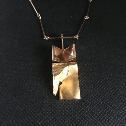 lapponia 14ct narcissos gold necklace with rock crystal 1960s - CATEGORY: ANTIQUE JEWELLERY - DATED 1960