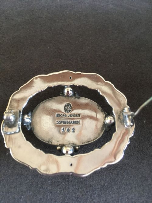 GEORG JENSEN VERY RARE AND EARLY SILVER AND AGATE BROOCH - ADDITIONAL PHOTO 2