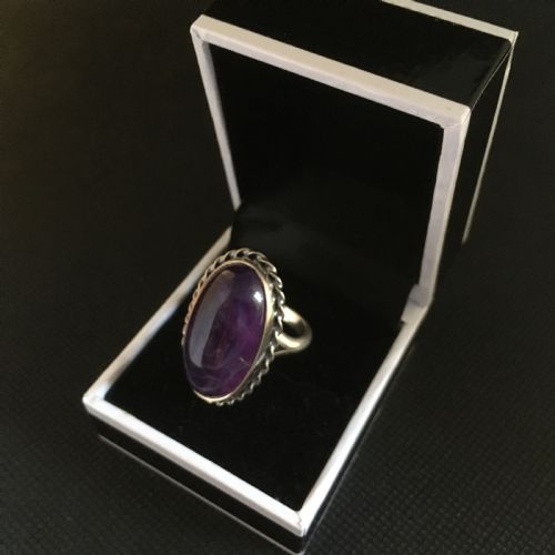 danish silver ring with large amethyst 1960s by n e from - CATEGORY: ANTIQUE JEWELLERY - DATED 1960