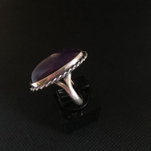 DANISH SILVER RING WITH LARGE AMETHYST 1960S BY N E FROM - ADDITIONAL PHOTO 4