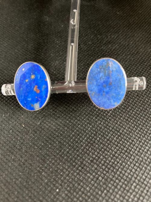 DANISH SILVER AND LAPIS LAZULI EAR CLIPS 1960S - ADDITIONAL PHOTO 3