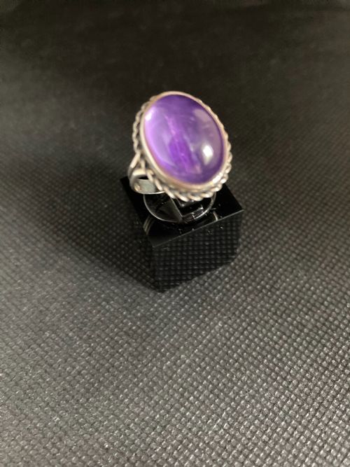DANISH SILVER RING WITH AMETHYST 1960S - ADDITIONAL PHOTO 1