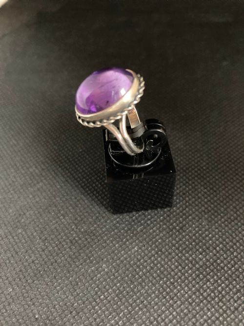 DANISH SILVER RING WITH AMETHYST 1960S - ADDITIONAL PHOTO 4