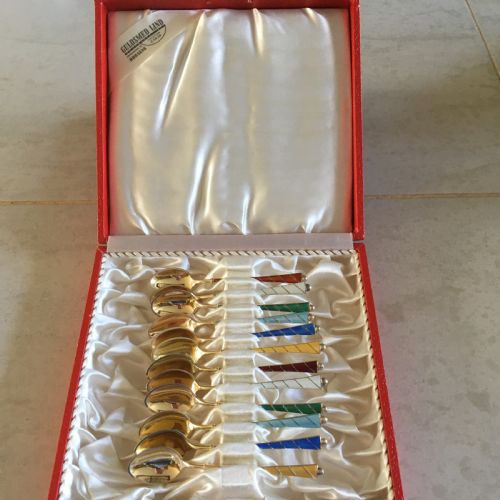 DANISH SILVER GILT AND ENAMEL COFFEE SPOONS 1960S - ADDITIONAL PHOTO 1