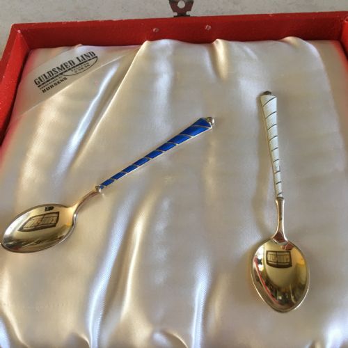DANISH SILVER GILT AND ENAMEL COFFEE SPOONS 1960S - ADDITIONAL PHOTO 4
