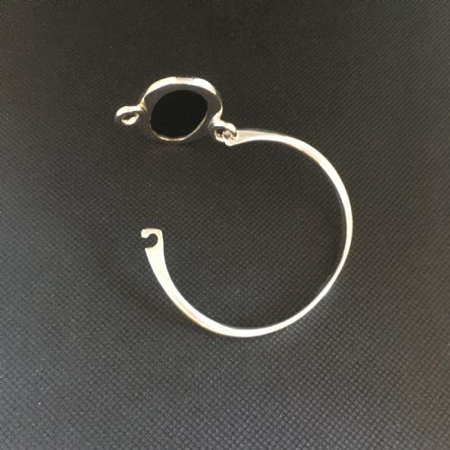 DANISH SILVER BANGLE WITH ONYX 1960S - ADDITIONAL PHOTO 3