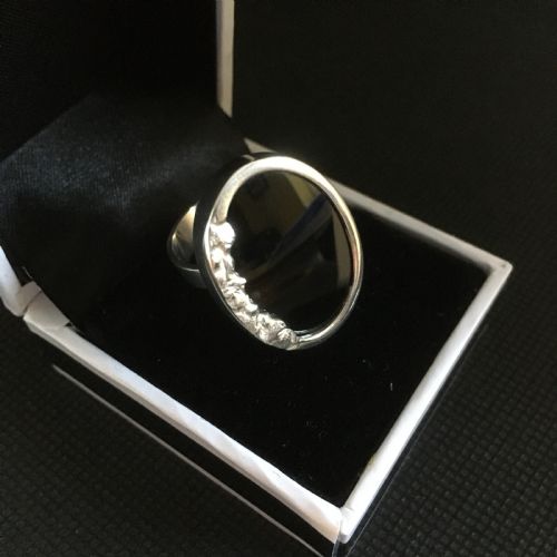 danish silver ring with onyx 1960s by n e from - CATEGORY: ANTIQUE JEWELLERY - DATED 1960