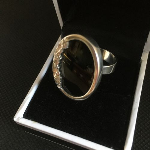 DANISH SILVER RING WITH ONYX 1960S BY N E FROM - ADDITIONAL PHOTO 3