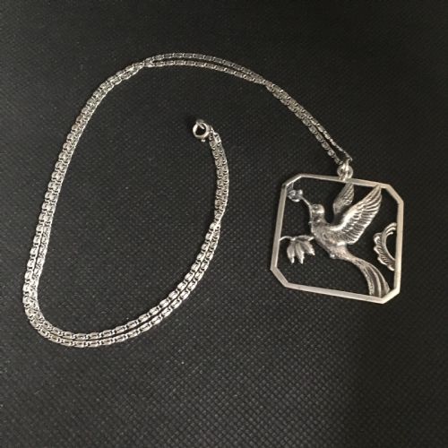 DANISH SILVER PENDANT WITH HUMMINGBIRD 1930S - ADDITIONAL PHOTO 1