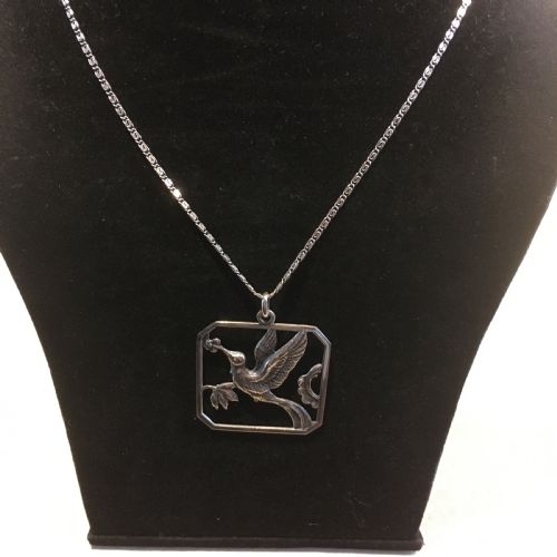 DANISH SILVER PENDANT WITH HUMMINGBIRD 1930S - ADDITIONAL PHOTO 2