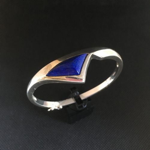 danish silver bangle with lapis lazuli 1960s - CATEGORY: ANTIQUE JEWELLERY - DATED 1960