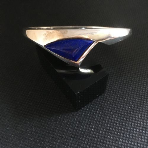 DANISH SILVER BANGLE WITH LAPIS LAZULI 1960S - ADDITIONAL PHOTO 1