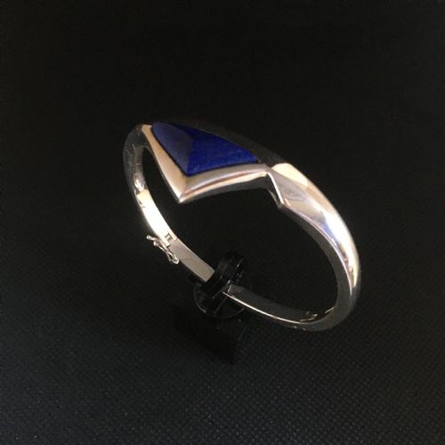 DANISH SILVER BANGLE WITH LAPIS LAZULI 1960S - ADDITIONAL PHOTO 2